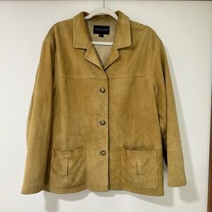 Golden Bear San Francisco Men XL Suede Leather Jacket Tan Camel Button Coat